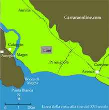 MAPPA Linea della costa alla fine del XVI